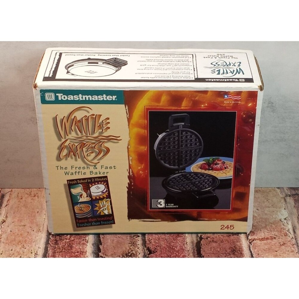 Vintage 1980s Toastmaster Waffle Express Baker 245 Iron Maker Brand New NOS